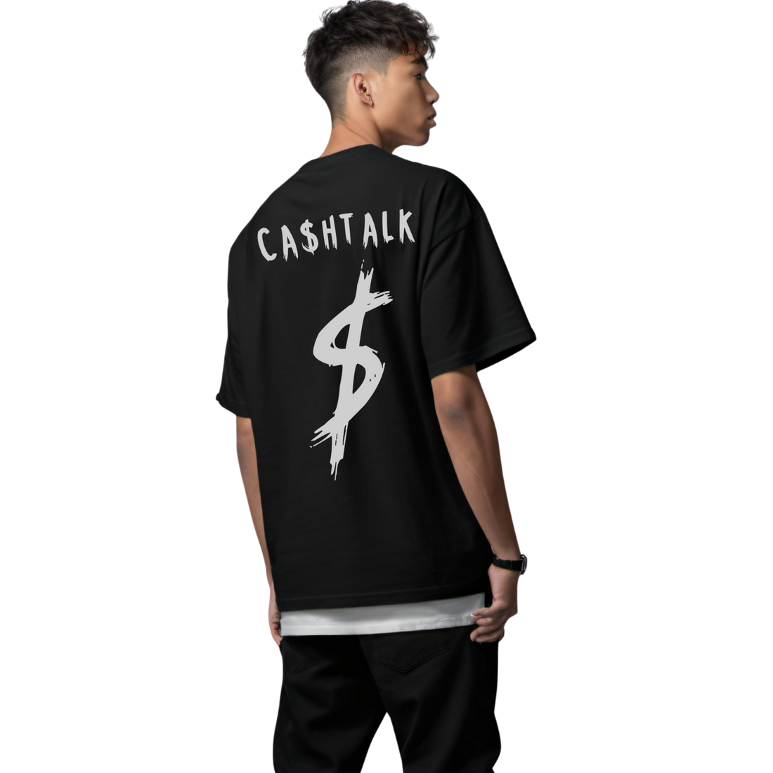 CASHTALK BLACK OVERSIZE TEE