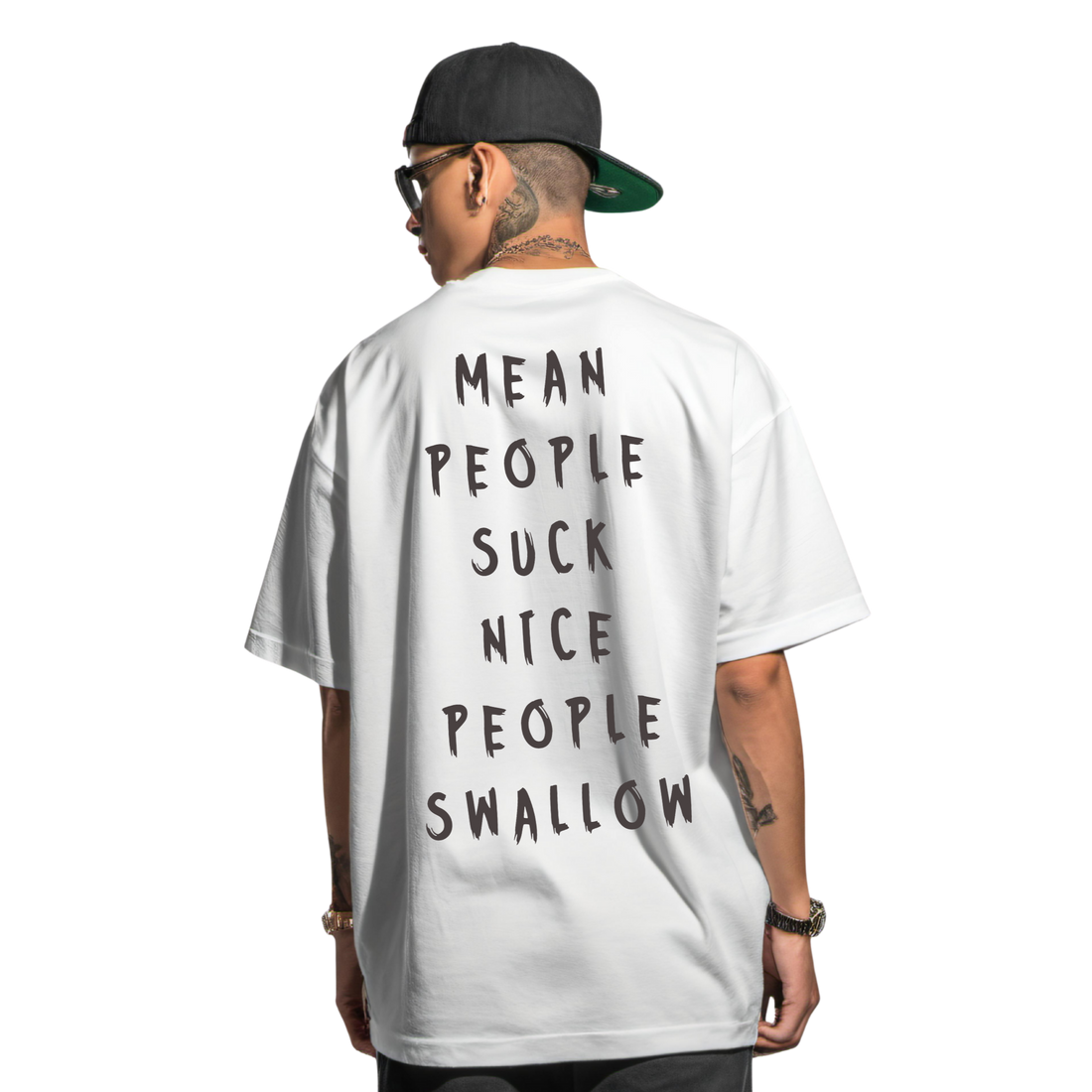 NICE PEOPLE SWALLOW WHITE OVERSIZE TEE